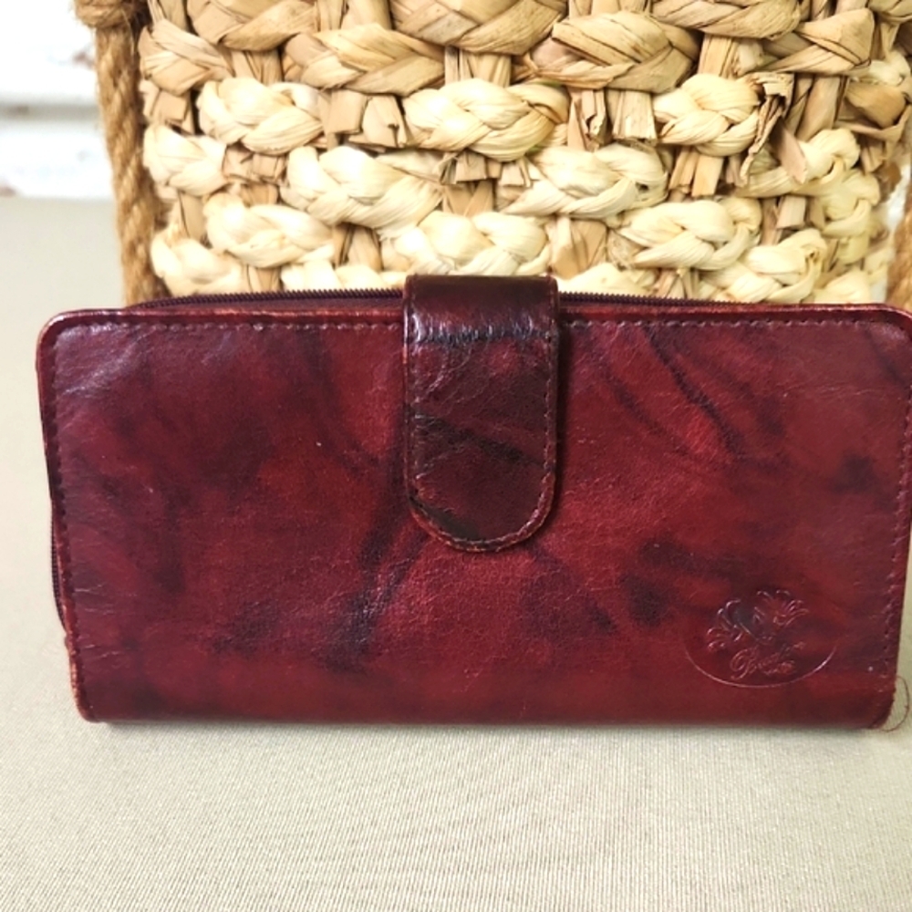 Buxton Leather Wallet Burgandy Y2K Style